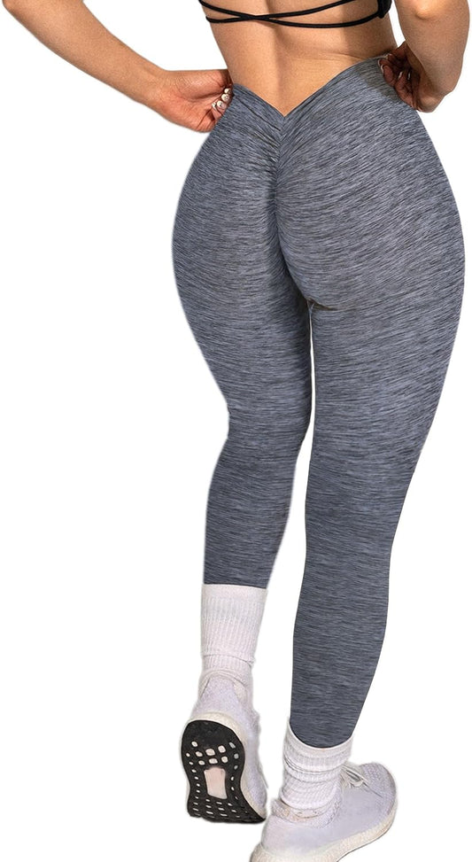 Zonora V Back Scrunch Butt Leggings - Fitness Soft High Waisted Booty