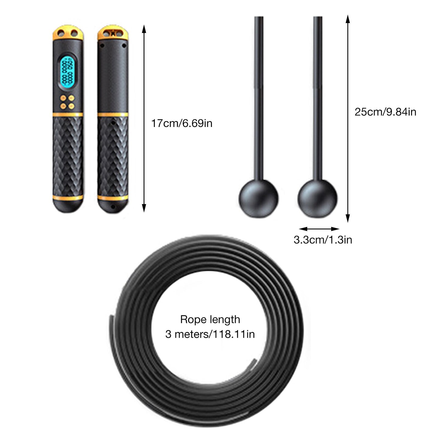 2-In-1 Jump Rope Intelligent Cordless Skipping Rope Digital Counter Gym Rope Weight Loss Training Speed Rope for Fitness Workout