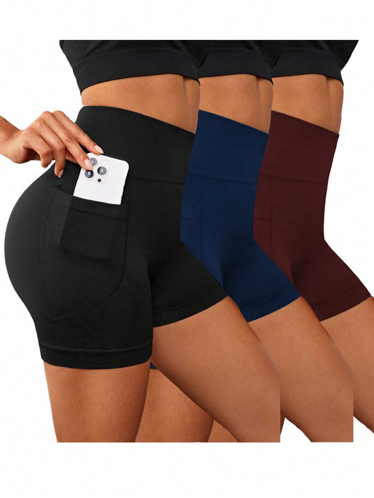 Sport Studio 3Pc Wide Waistband Shorts with Phone Pocket