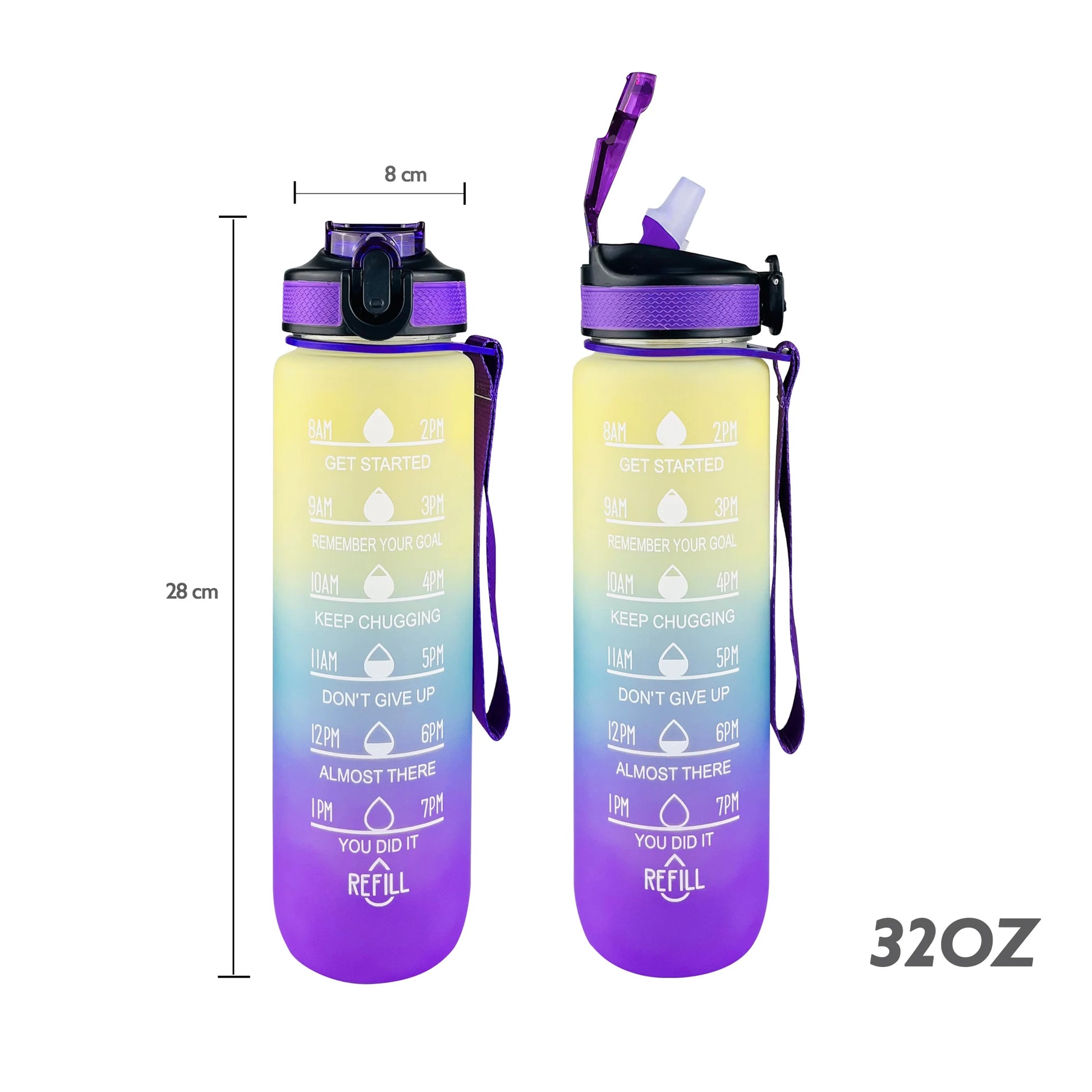 2024 New Design 1L Water Bottle Student Sport Water Bottles Outdoor GYM Kettle Motivational Time Remarker Straw Drink Water Cups