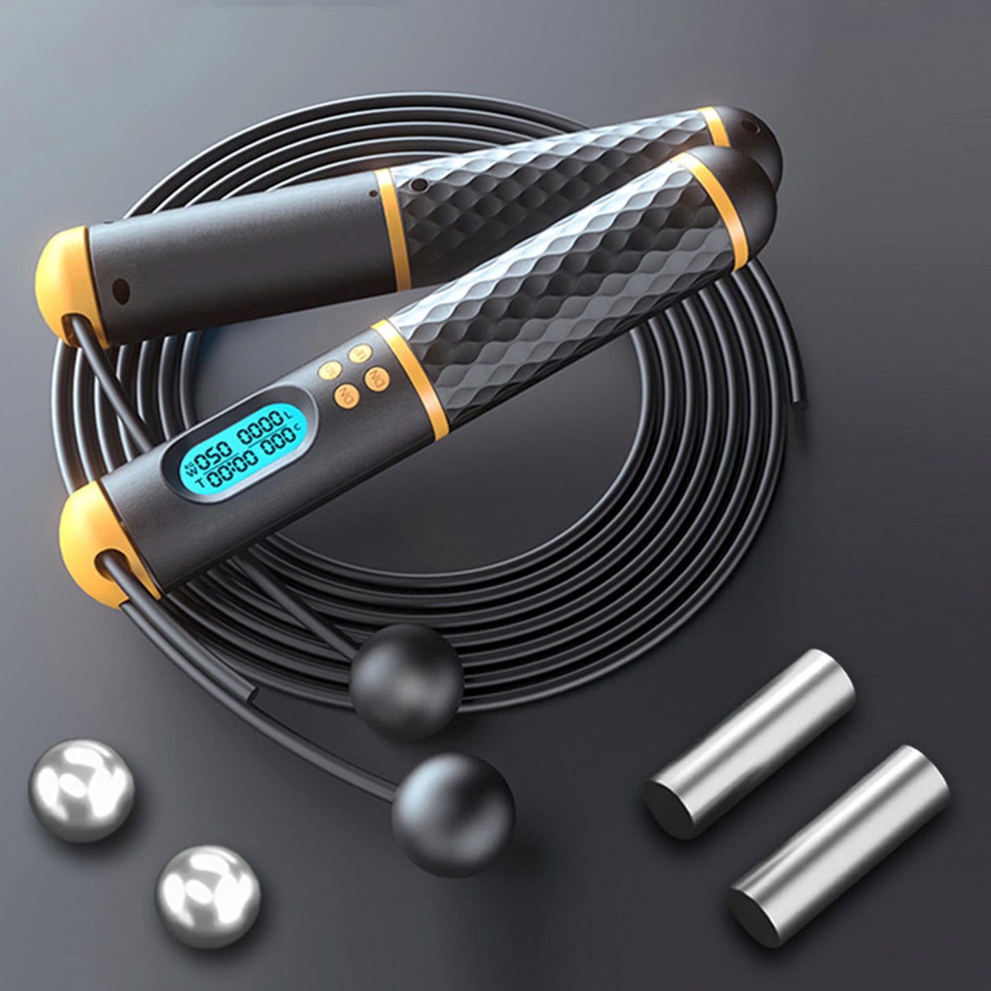 2-In-1 Jump Rope Intelligent Cordless Skipping Rope Digital Counter Gym Rope Weight Loss Training Speed Rope for Fitness Workout