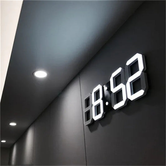 Digital Wall Clock 3D LED Date Time Celsius Nightlight Display Table Desktop Clocks Alarm Clock for Living Room Home Decoration